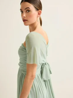 Clearance Next Light Sage Green Mesh Multiway Wedding Guest Bridesmaid Maxi Dress