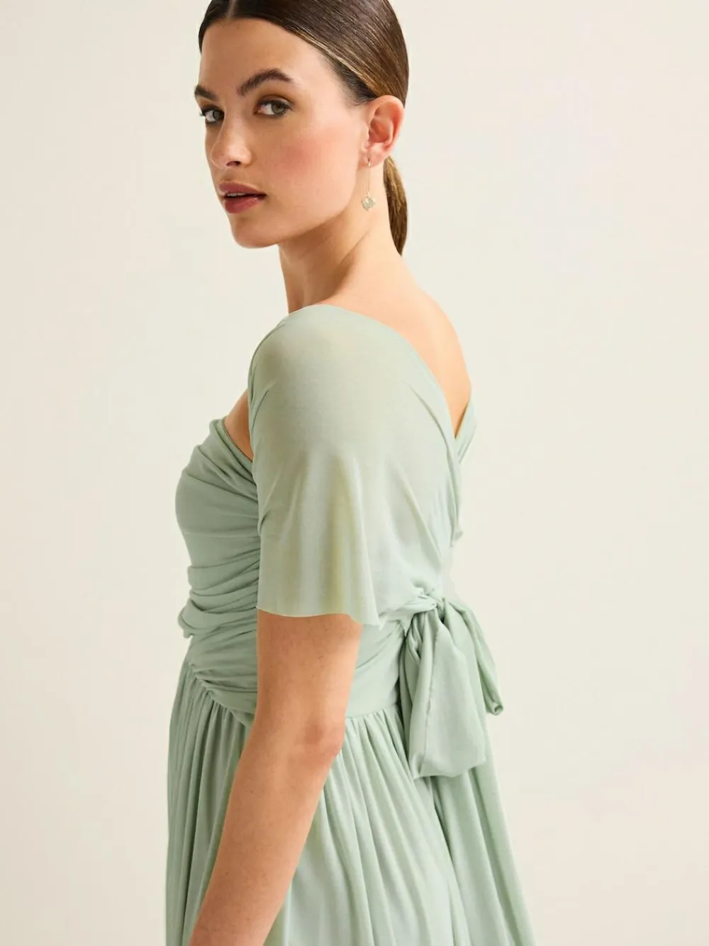 Clearance Next Light Sage Green Mesh Multiway Wedding Guest Bridesmaid Maxi Dress