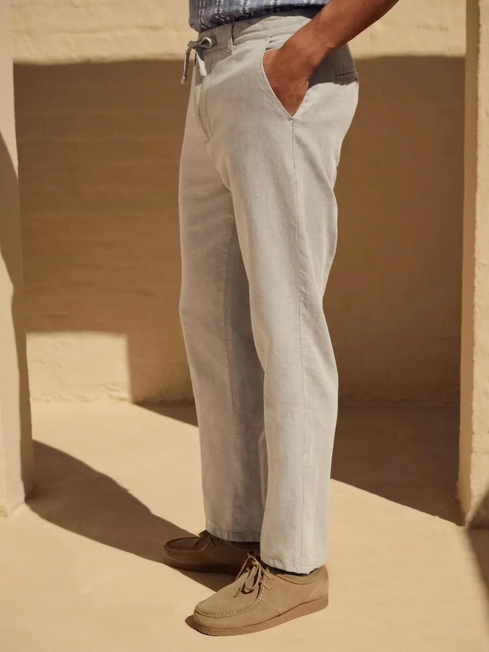 Next Regular Fit Cotton Linen Twill Chino Trousers^ Pants & Chinos