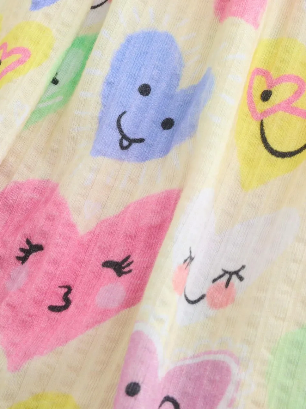 Best Next Short Sleeve Jersey Dress (3-16yrs) Light Yellow Heart Print