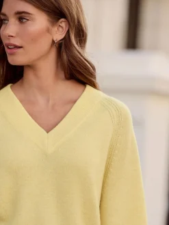 Next Light Yellow N.Premium 100% Merino Wool V-Neck Jumper^Women Knitwear|Knitwear