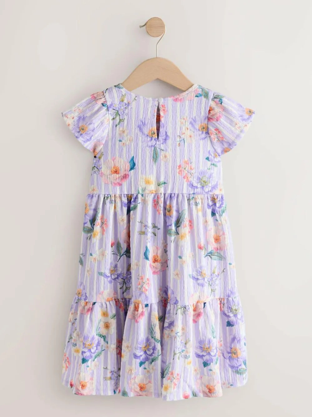 Online Next Angel Sleeve Crinkle Dress (3-16yrs) Lilac Floral