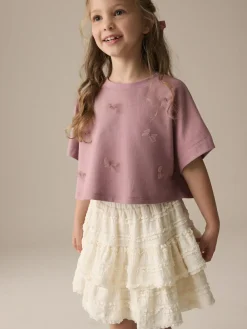 Clearance Next Boxy Bows T-Shirt (3-16yrs) Lilac Purple