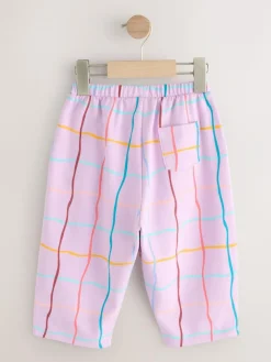 Next Lilac Purple Check Textured Barrel Leg Trousers (3mths-7yrs)^ Baby Winter Clothing|Pants & Leggings