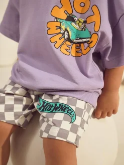 Next Lilac Purple Hot Wheels Check Short T-Shirt Set (9mths-8yrs)^BOY Shorts|Tops