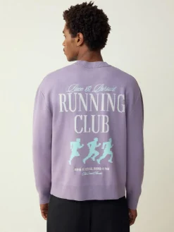 Clearance Next Lilac Purple N.Premium Relaxed Fit Mid Weight Running Club Graphic Crew Neck Jumper