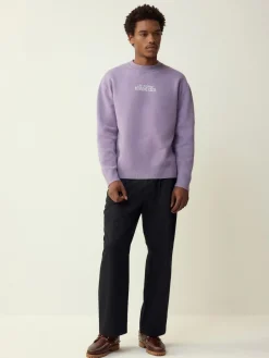 Clearance Next Lilac Purple N.Premium Relaxed Fit Mid Weight Running Club Graphic Crew Neck Jumper