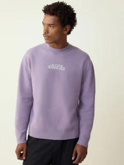 Clearance Next Lilac Purple N.Premium Relaxed Fit Mid Weight Running Club Graphic Crew Neck Jumper