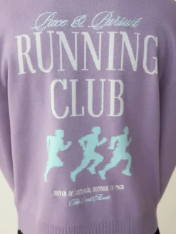 Clearance Next Lilac Purple N.Premium Relaxed Fit Mid Weight Running Club Graphic Crew Neck Jumper