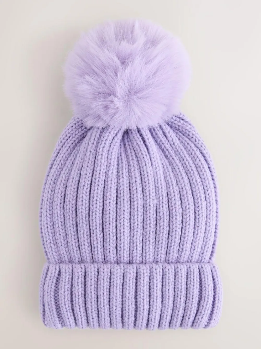 New Next Lilac Purple Rib Pom Beanie (3mths-16yrs)