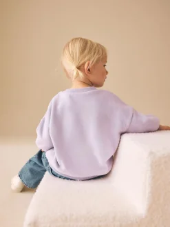 Online Next Lilac Purple Spot Cat Crew Neck Sweatshirt (3mths-7yrs)