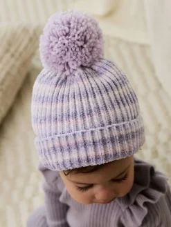 Sale Next Baby Chenille Knitted Pom Hat (0mths-2yrs) Lilac Tonal