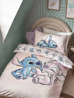 Hot Next Lilo & Stitch Purple Reversible 100% Cotton Duvet Cover and Pillowcase Set