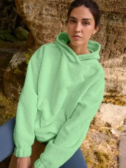 Online Next Soft Teddy Borg Longsleeve Hoodie Lime Green