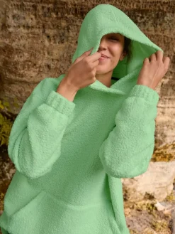 Online Next Soft Teddy Borg Longsleeve Hoodie Lime Green