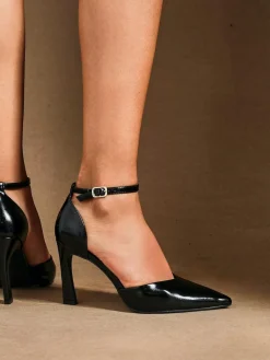 Outlet Linzi Black Grey Moira Classic Stiletto Court Heels