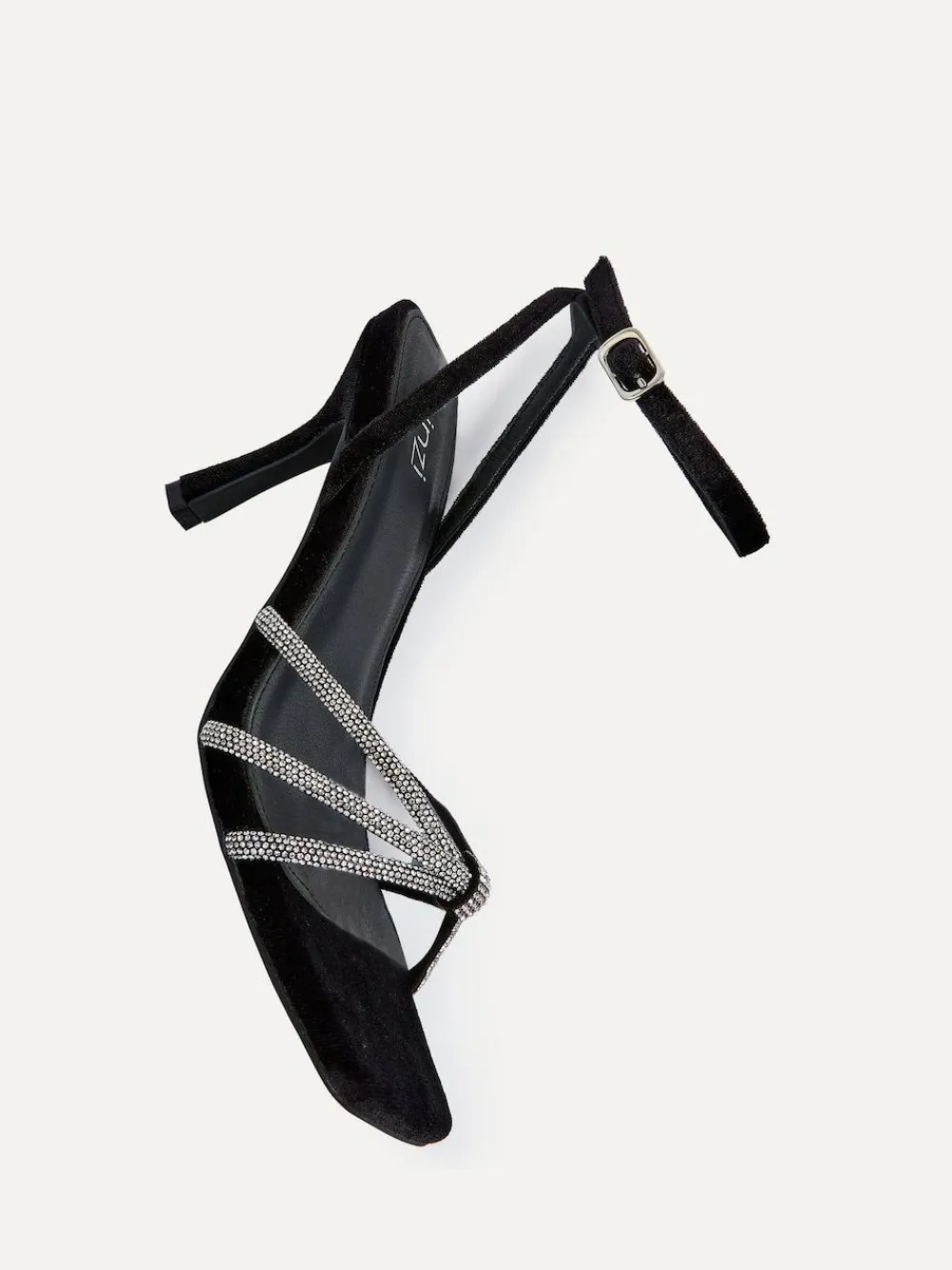 Linzi Black Polly Stiletto Heeled Sandals With Diamante Knot Detail^Women Heels
