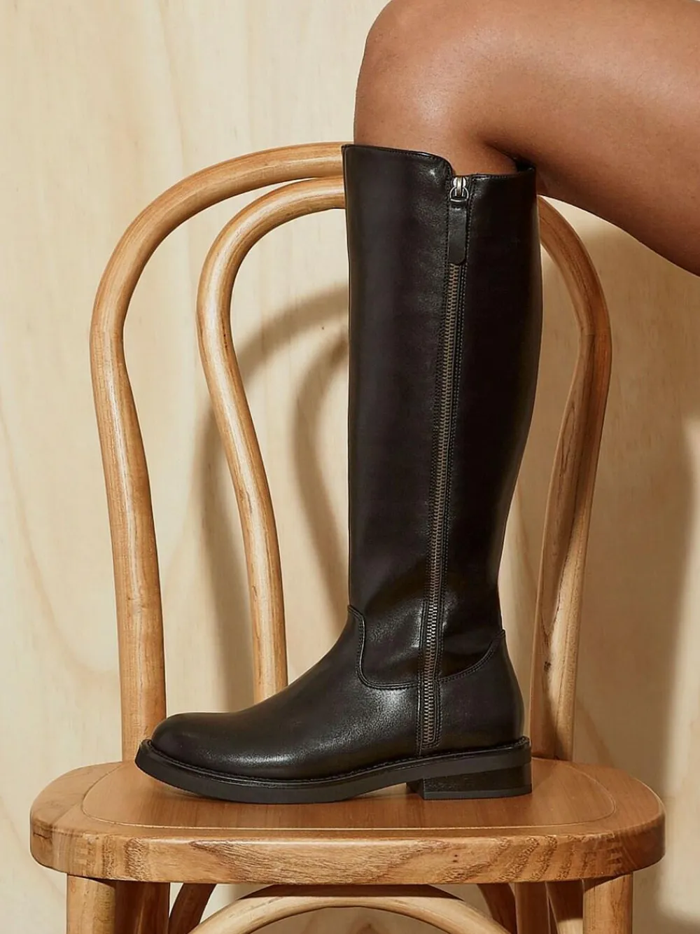 Linzi Black Roam High Leg Boots With Double Zip Detail^Women Boots & Wellies|Boots