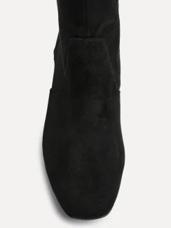 Discount Linzi Slate Stretch Knee High Block Heel Boots Black