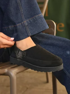 Online Linzi Teddy Slip-On Slingback Clogs Black