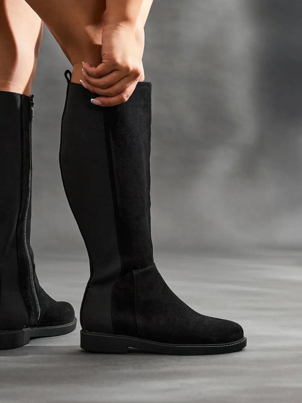 Linzi Wide Fit Wide Fit Steel High Leg Boots With Stretch Panel^Women Wide Fit & Extra Wide Fit