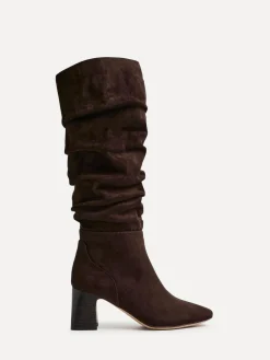 Discount Linzi Alpine Ruched High Leg Boots Brown Alpine