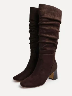 Discount Linzi Alpine Ruched High Leg Boots Brown Alpine