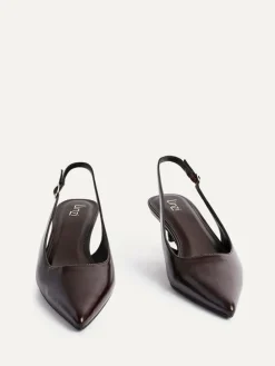 Best Linzi Elvira Kitten Heel Slingback Courts Brown