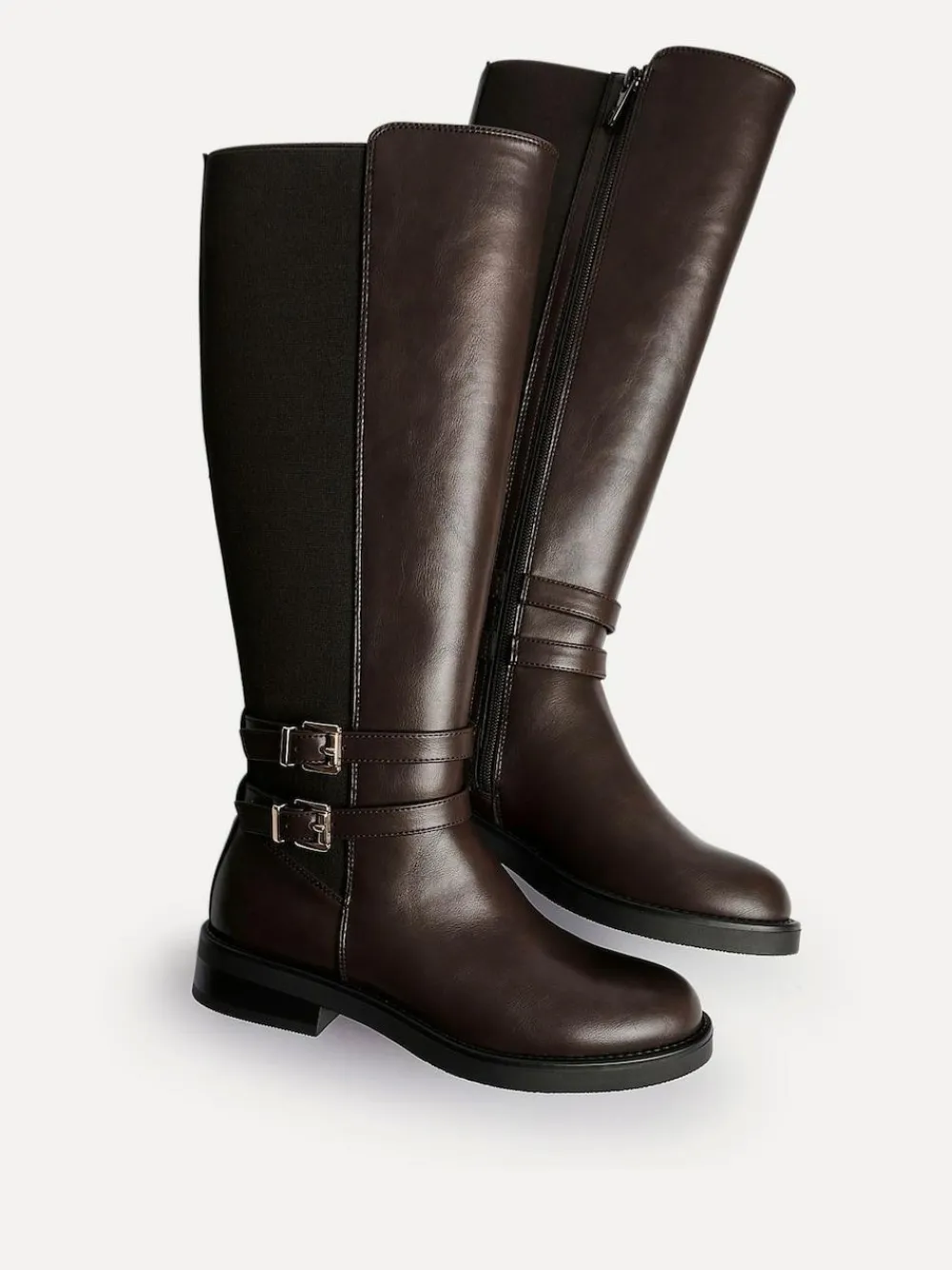 Linzi Brown Fierce High Leg Boots With Double Buckle Detail^Women Boots & Wellies|Boots