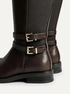 Linzi Brown Fierce High Leg Boots With Double Buckle Detail^Women Boots & Wellies|Boots