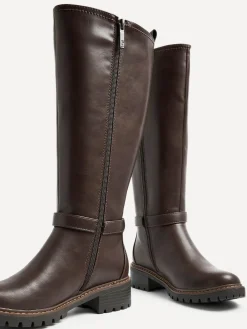 Linzi Gilded High Leg Boots With Stretch Side Panel and Buckle Detail^Women Boots & Wellies|Boots