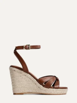 Hot Linzi Goddess Wedge Sandals With Knotted Front Straps Brown