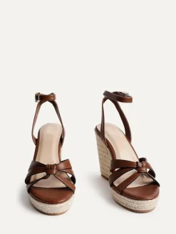 Hot Linzi Goddess Wedge Sandals With Knotted Front Straps Brown