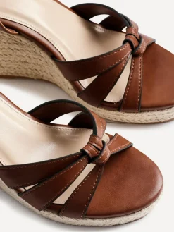Hot Linzi Goddess Wedge Sandals With Knotted Front Straps Brown