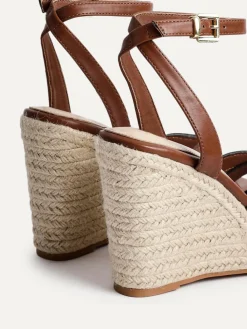 Hot Linzi Goddess Wedge Sandals With Knotted Front Straps Brown