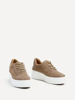 Online Linzi Harlem Faux Leather Platform Trainers Brown