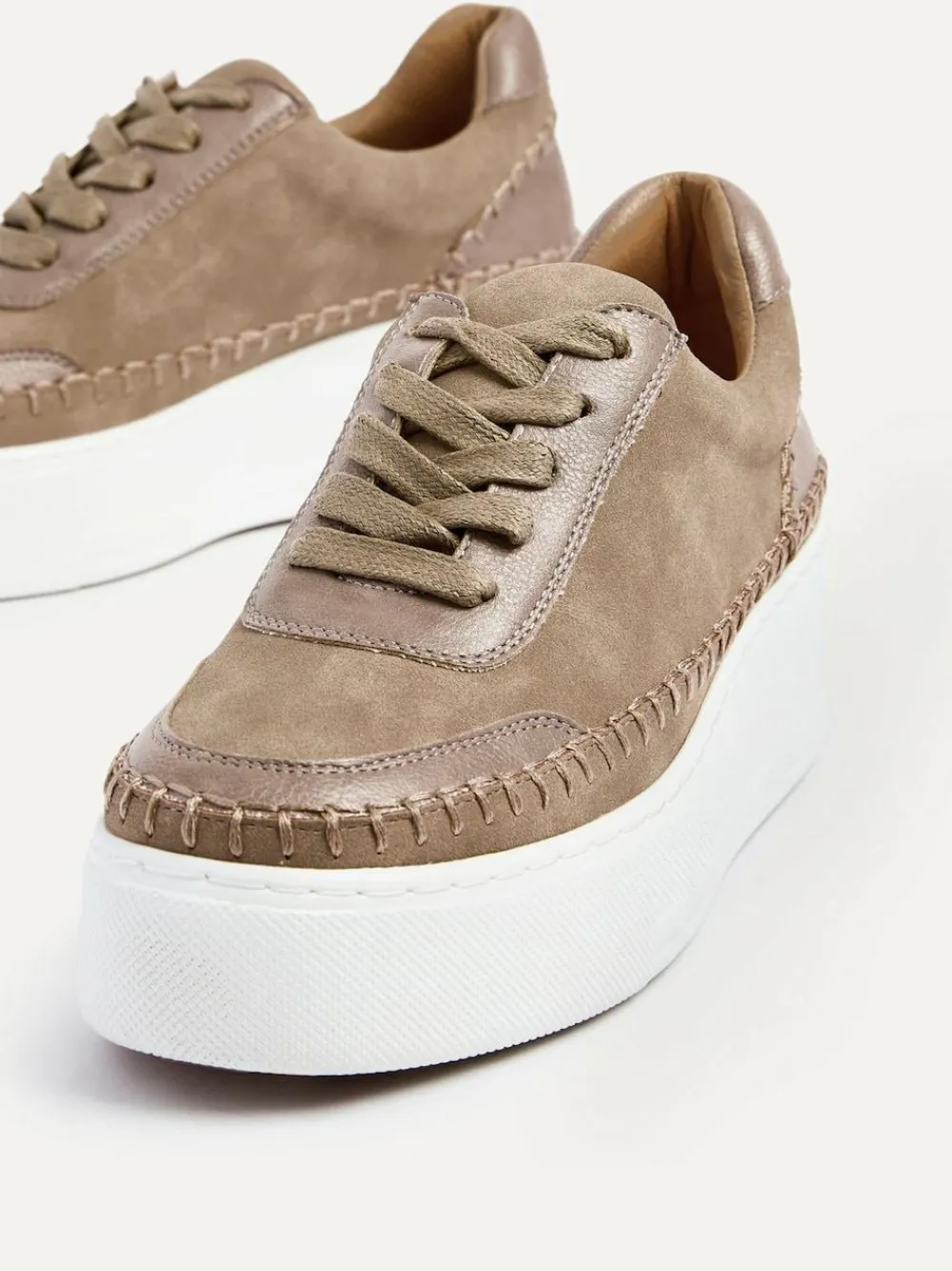 Online Linzi Harlem Faux Leather Platform Trainers Brown