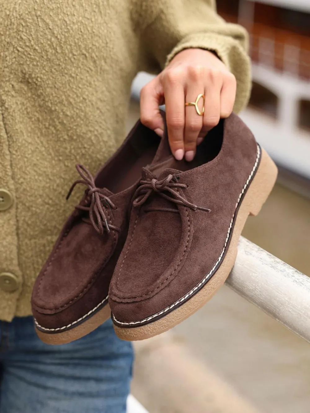 Discount Linzi Perth Laced Chunky Loafers Brown