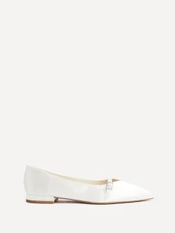 Linzi Cream Bridal Engaged Pointed Toe Ballet Flats With Buckle Detail^Women Flats