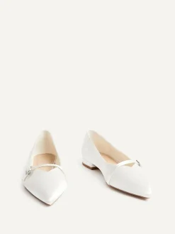 Linzi Cream Bridal Engaged Pointed Toe Ballet Flats With Buckle Detail^Women Flats