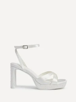 Linzi Cream Bridal Romantica Platform Heeled Sandals with Embellishments^Women Heels