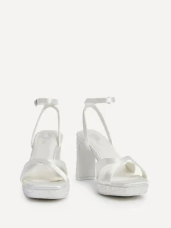 Linzi Cream Bridal Romantica Platform Heeled Sandals with Embellishments^Women Heels
