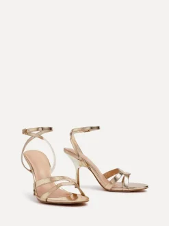 Clearance Linzi Bronte Heeled Sandals with Double Front Strap Gold