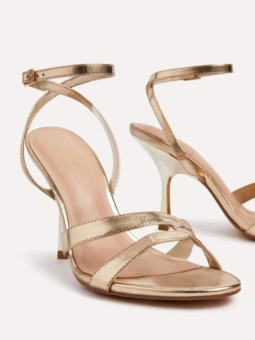 Clearance Linzi Bronte Heeled Sandals with Double Front Strap Gold