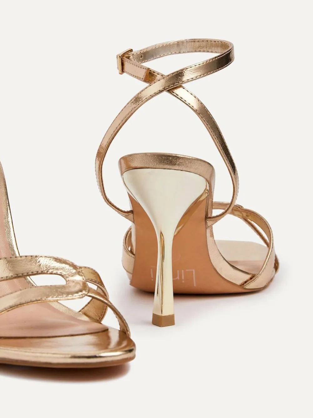 Clearance Linzi Bronte Heeled Sandals with Double Front Strap Gold