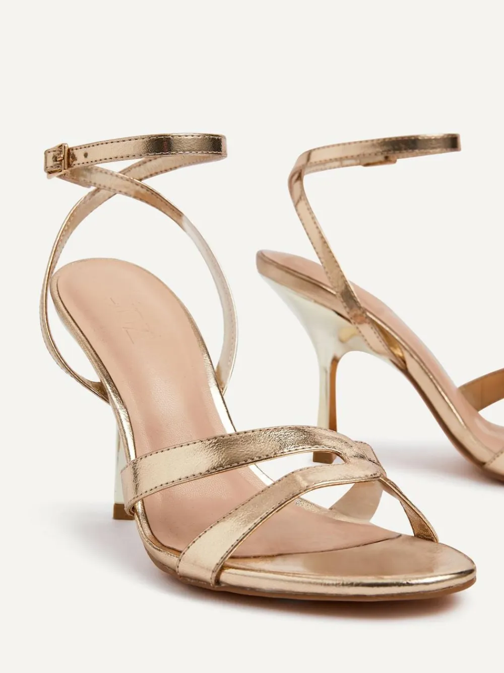 Clearance Linzi Bronte Heeled Sandals with Double Front Strap Gold
