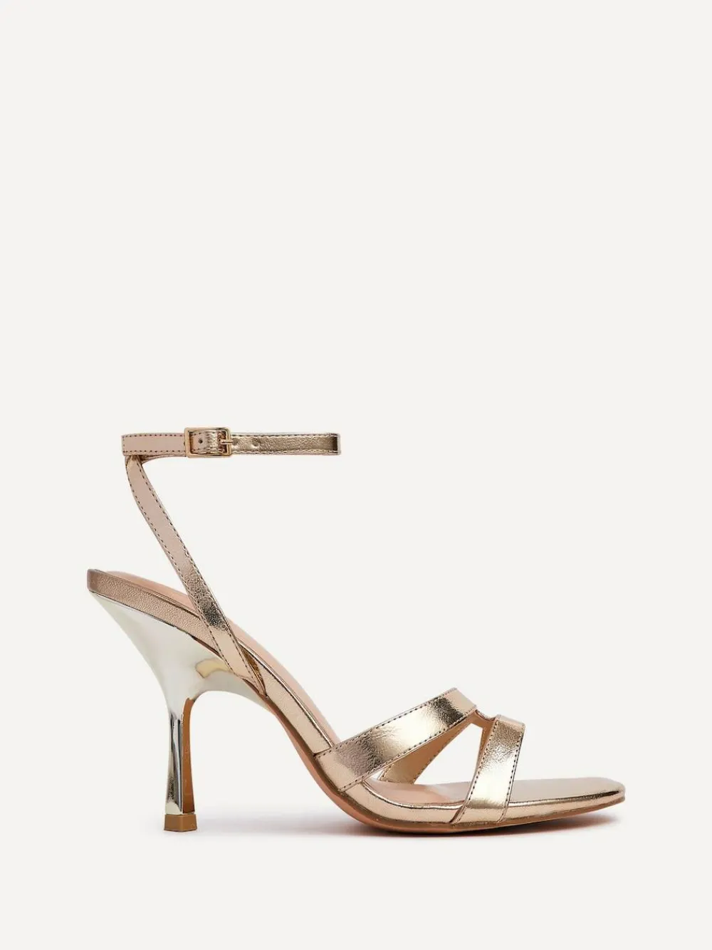 Clearance Linzi Bronte Heeled Sandals with Double Front Strap Gold