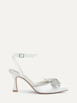 Sale Linzi Ivory Bridal Angela Satin Diamante Bow Detail Court Heels