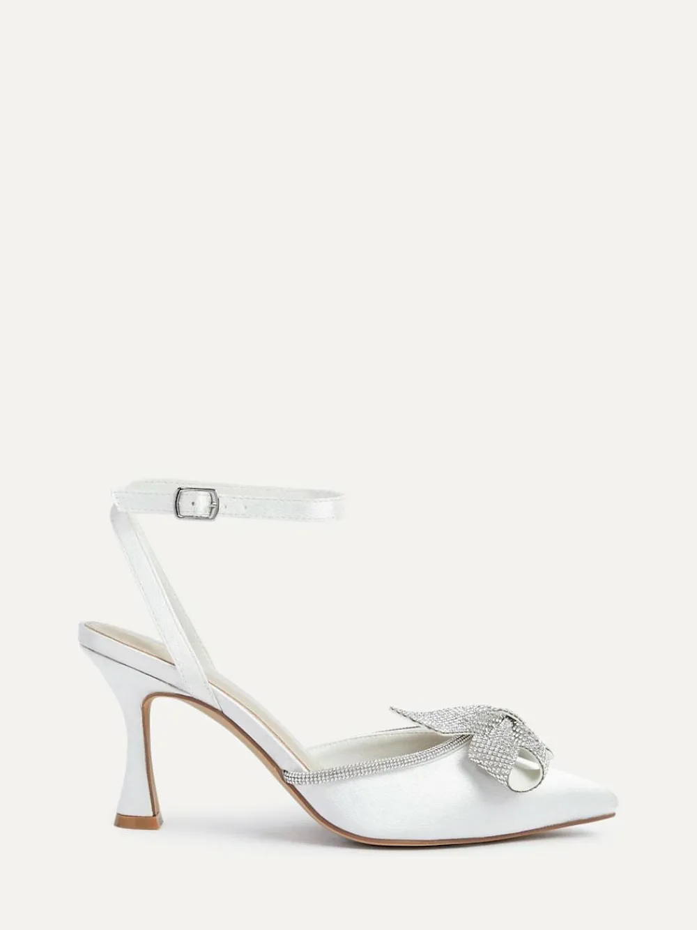 Sale Linzi Ivory Bridal Angela Satin Diamante Bow Detail Court Heels
