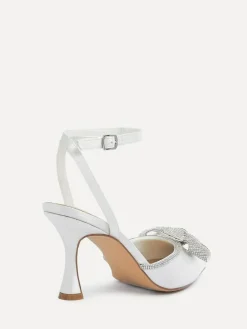 Sale Linzi Ivory Bridal Angela Satin Diamante Bow Detail Court Heels